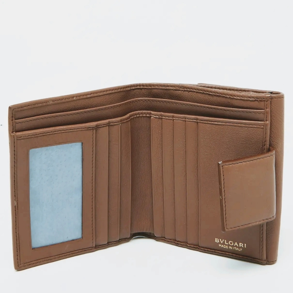 Bvlgari Double Snap Leather Bifold Wallet